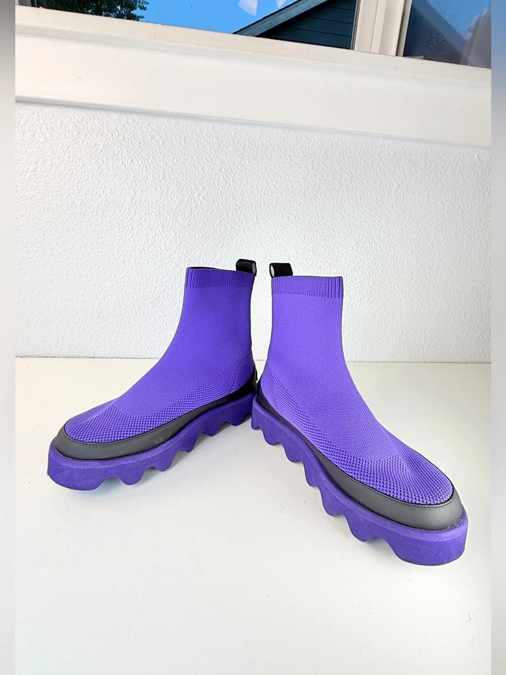 Issey Miyake x United Nude Purple Knit Platform Ankle Boots Size EU 35 US 5